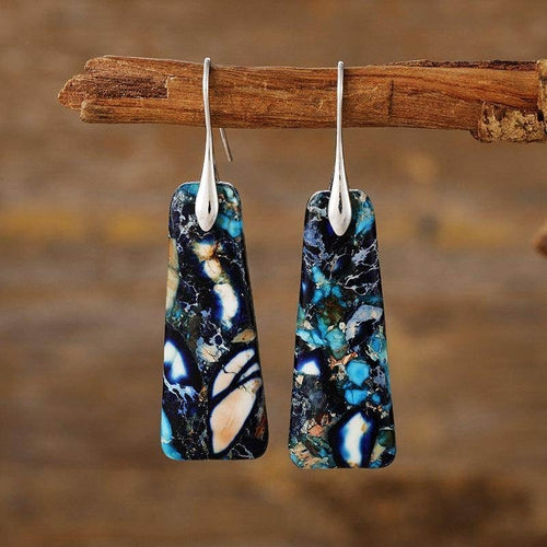 Copper Natural Stone Earrings with Platinum and Gold Plating