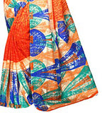 Printed Bhagalpuri Art Silk orange with multicolor