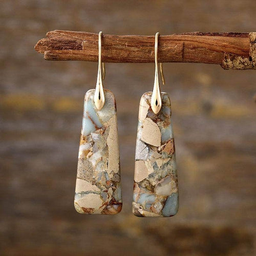 Copper Natural Stone Earrings with Platinum and Gold Plating
