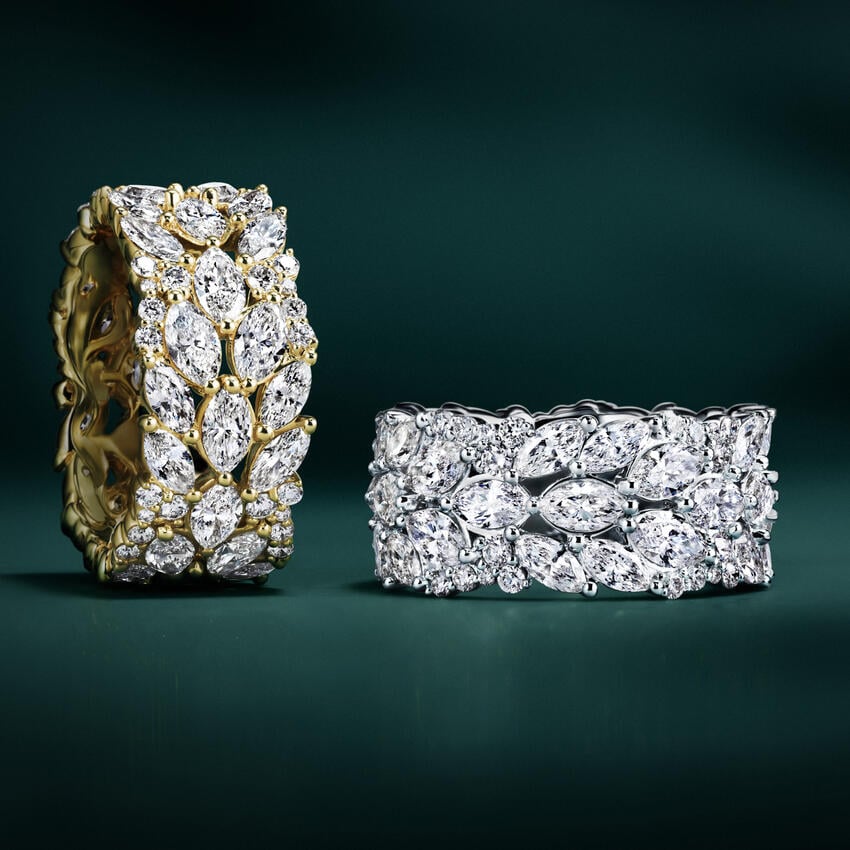 5.62ct Lab Diamond Ring | Marquise Band | IGI Certified | 10K White
