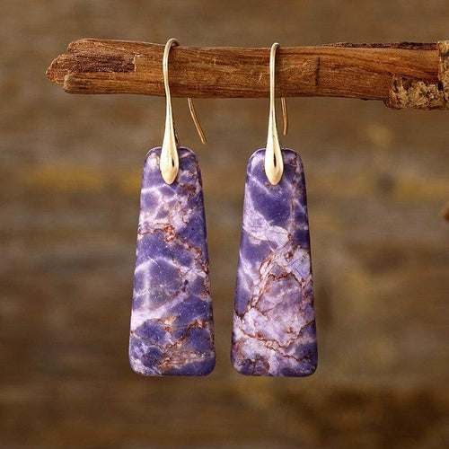 Copper Natural Stone Earrings with Platinum and Gold Plating
