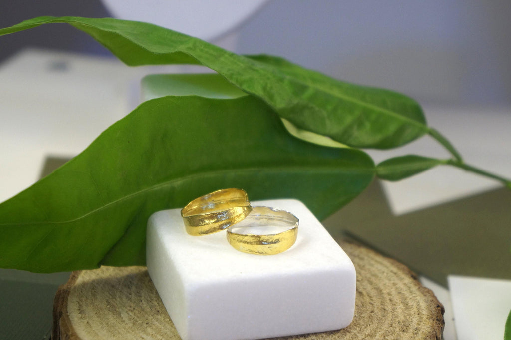 Olive Leaf Ring - Two-Tone Sterling Silver with 14k Gold Plating