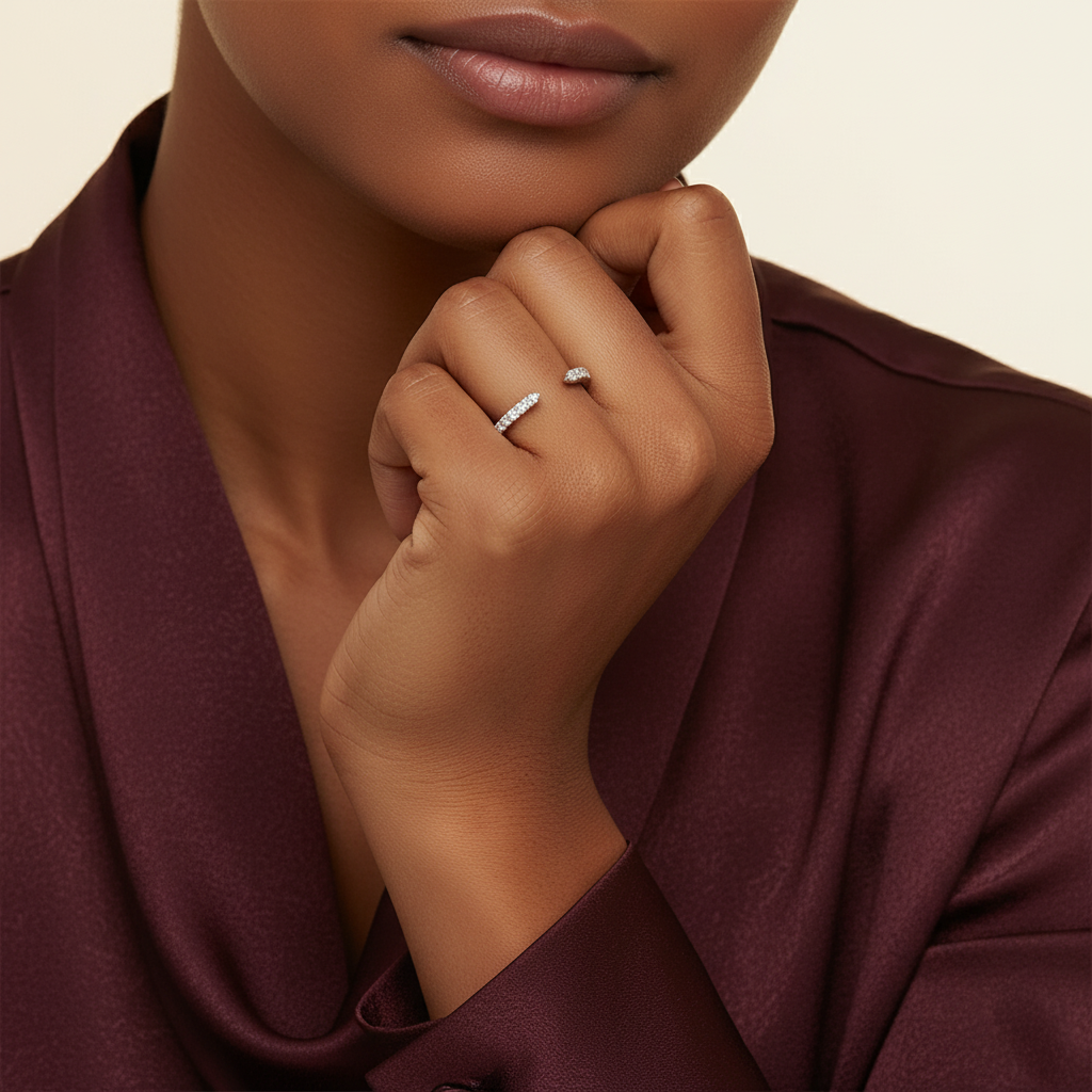 1ct Lab Diamond Ring | Crescent Contour | IGI Certified | 10K White