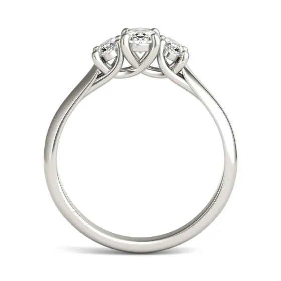 1 CTW Oval Lab Grown Diamond Three Stone Engagement Ring 14K White