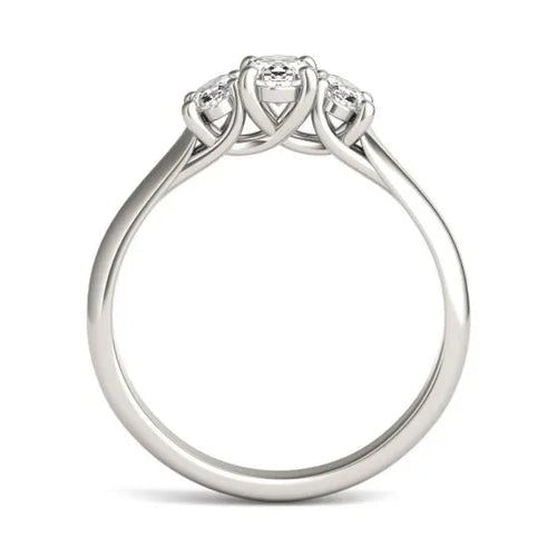 1 CTW Oval Lab Grown Diamond Three Stone Engagement Ring 14K White