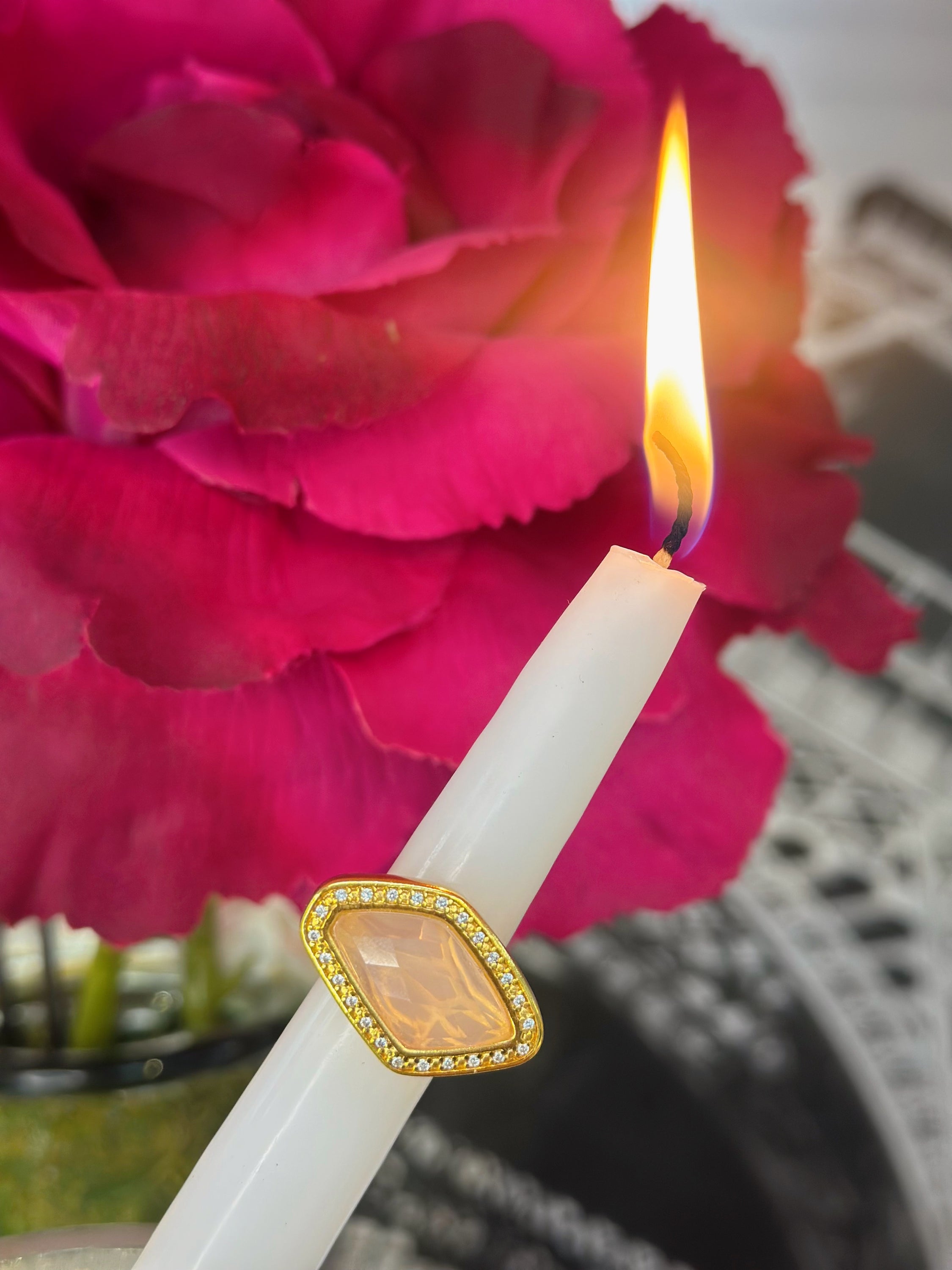 Rose Quartz Asymmetrical Faceted Gold Plated Ring