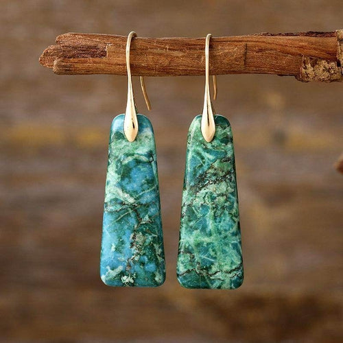 Copper Natural Stone Earrings with Platinum and Gold Plating