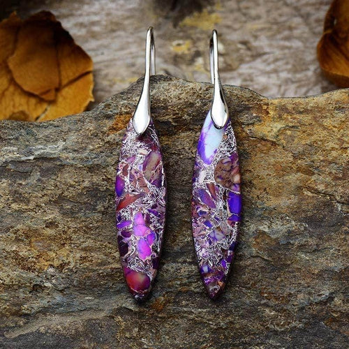 Copper Natural Stone Geometric Shape Earrings for Women