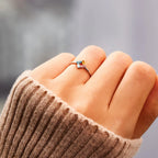 925 Rectangular Birthstone Ring Female Simple Fashion 3-6 Diamond