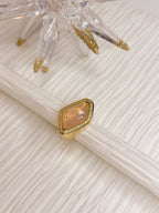 Rose Quartz Asymmetrical Faceted Gold Plated Ring