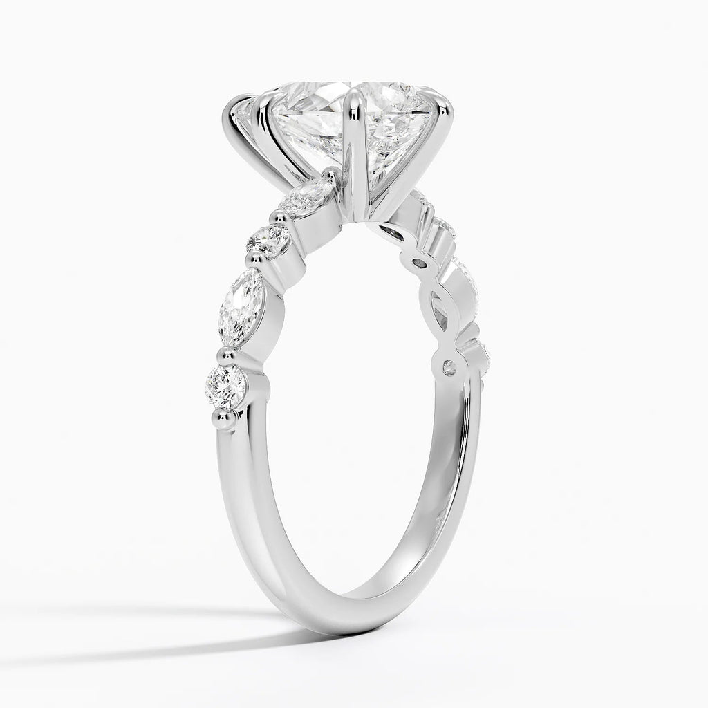 2.5ct Lab Diamond Ring | Pear Vine Design | IGI Certified | 10K White