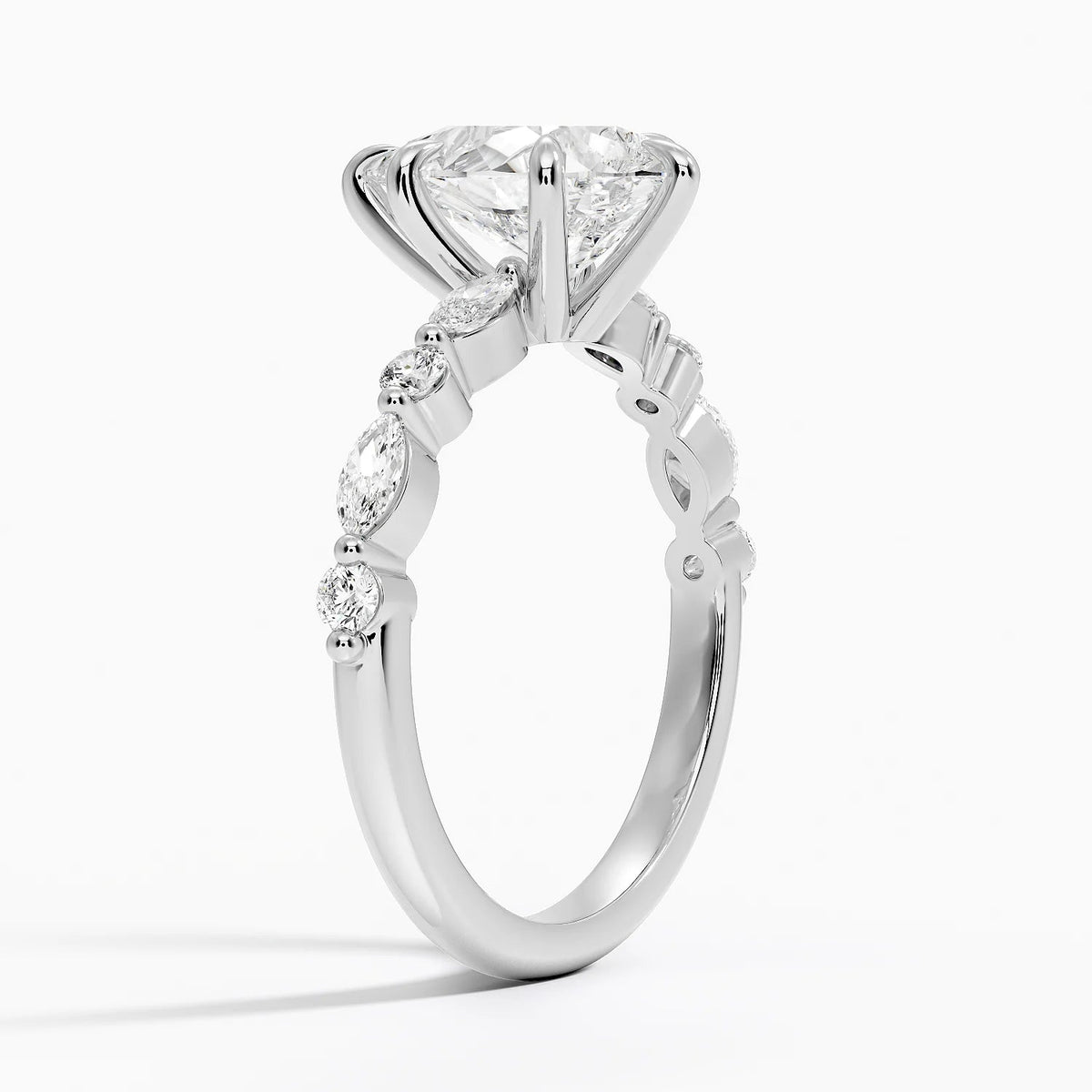 2.5ct Lab Diamond Ring | Pear Vine Design | IGI Certified | 10K White