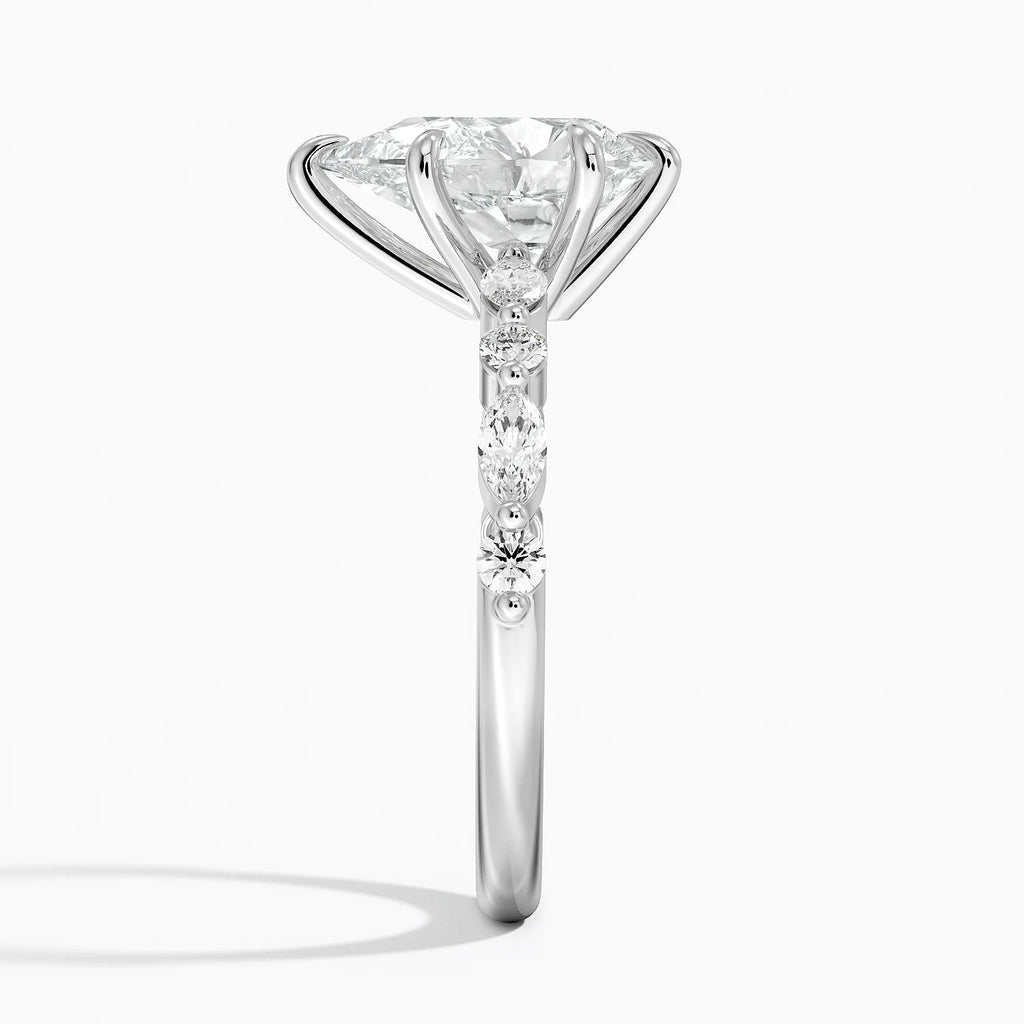 2.5ct Lab Diamond Ring | Pear Vine Design | IGI Certified | 10K White