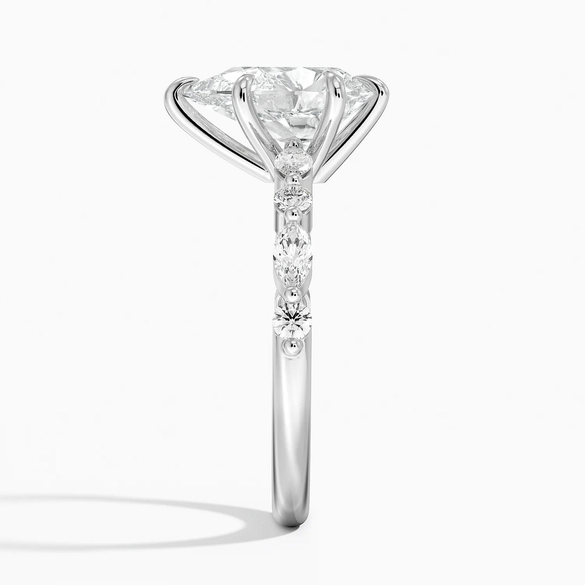2.5ct Lab Diamond Ring | Pear Vine Design | IGI Certified | 10K White