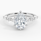 2.5ct Lab Diamond Ring | Pear Vine Design | IGI Certified | 10K White