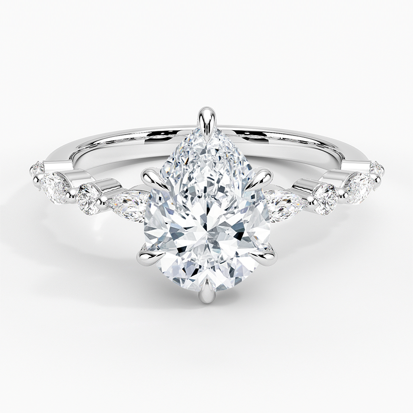 2.5ct Lab Diamond Ring | Pear Vine Design | IGI Certified | 10K White