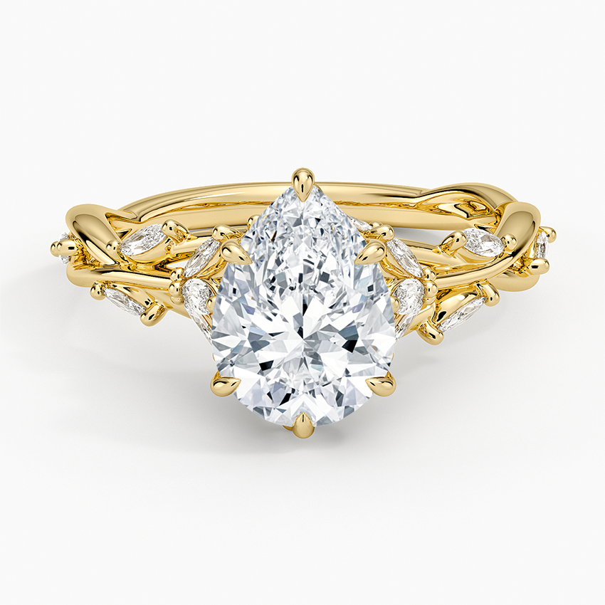 2ct Lab Diamond Ring | Pear Vine | IGI Certified DEF VS+ | 10K White