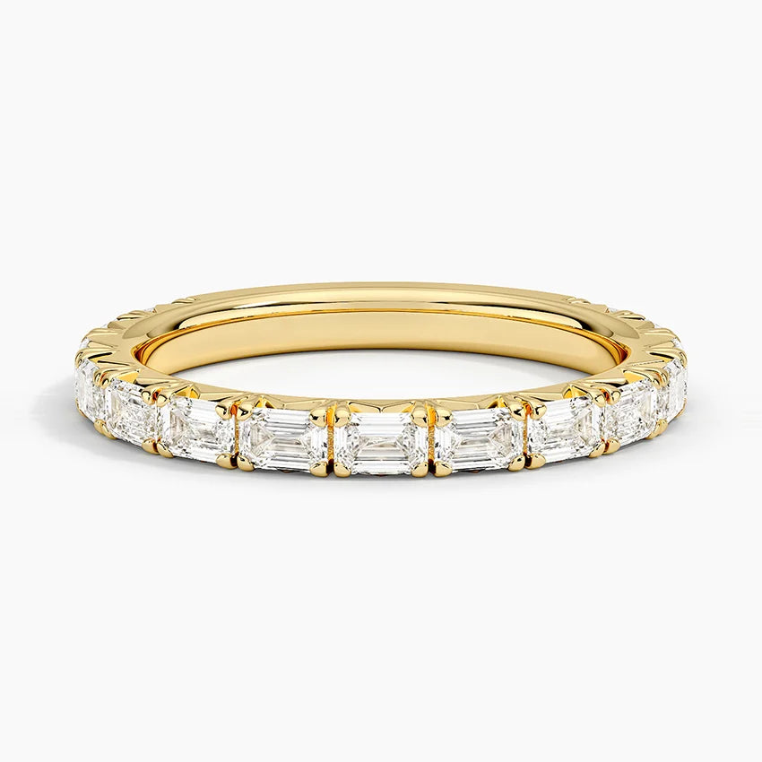 2ct Lab Diamond Ring | Emerald Half Eternity | IGI Certified | 10K