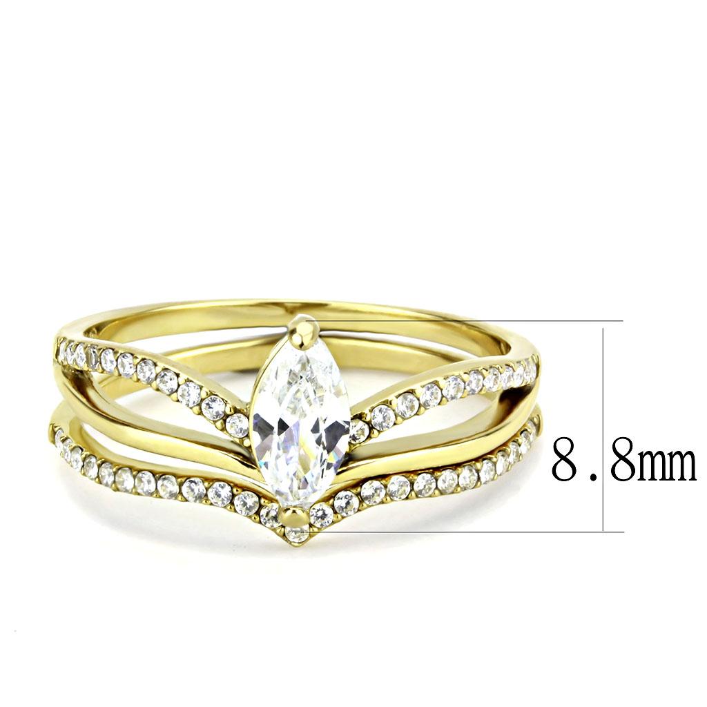 DA276 - IP Gold(Ion Plating) Stainless Steel Ring with AAA Grade CZ