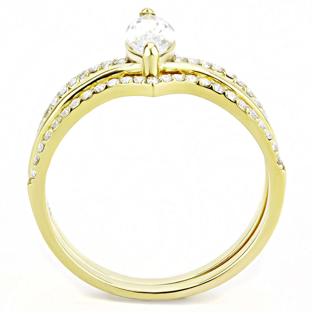 DA276 - IP Gold(Ion Plating) Stainless Steel Ring with AAA Grade CZ