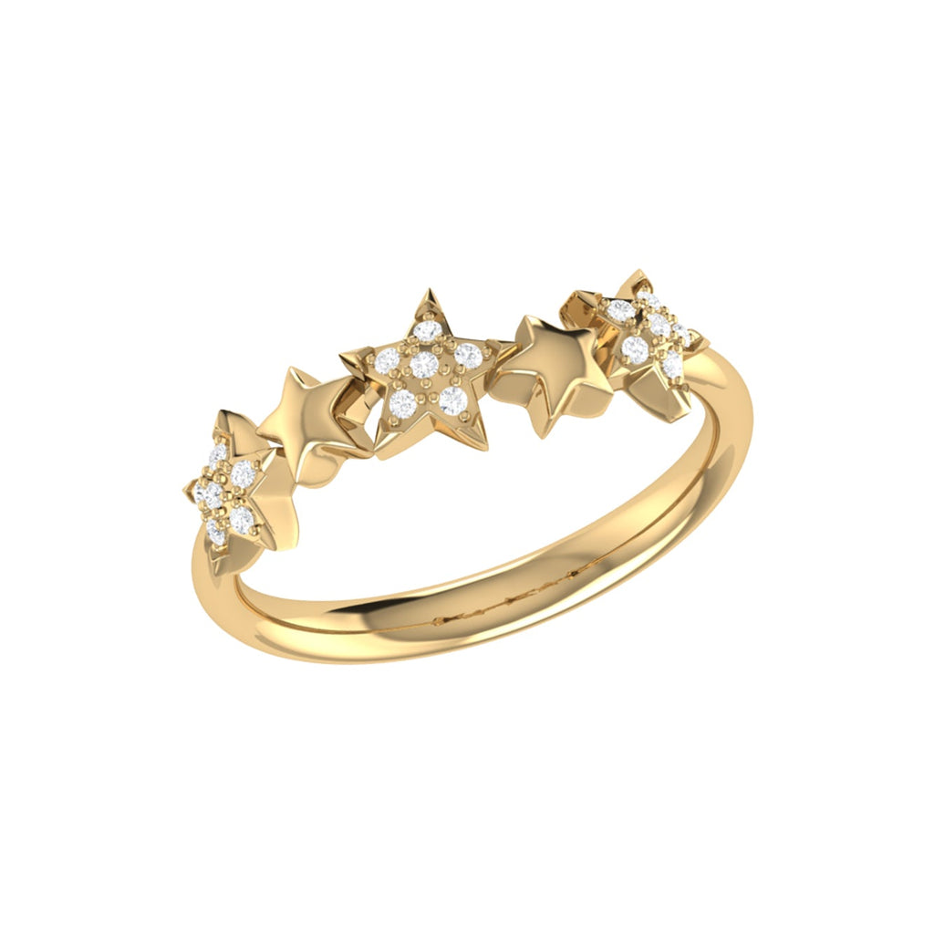 Sparkling Starry Lane Diamond Ring in 14K Yellow Gold Vermeil on