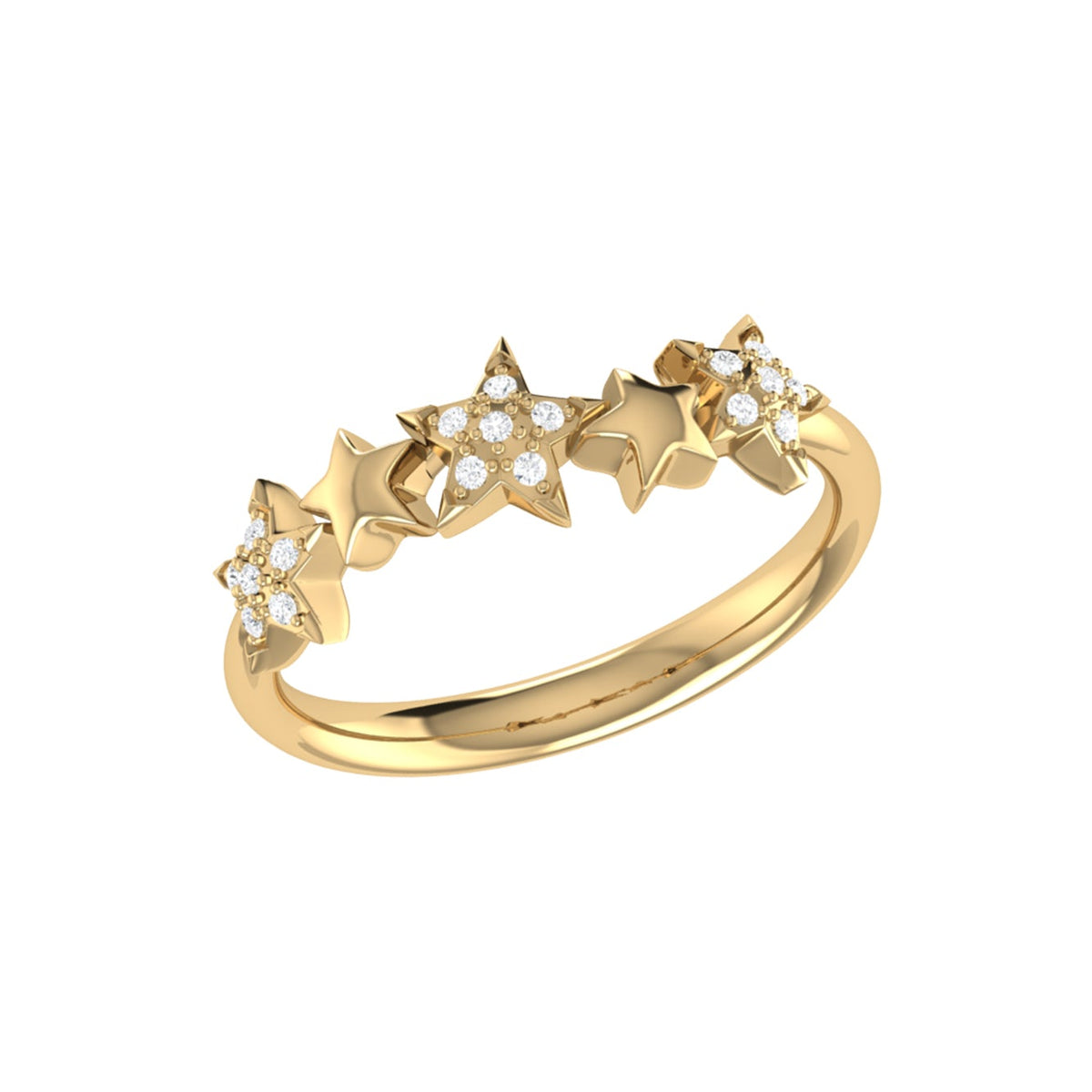 Sparkling Starry Lane Diamond Ring in 14K Yellow Gold Vermeil on