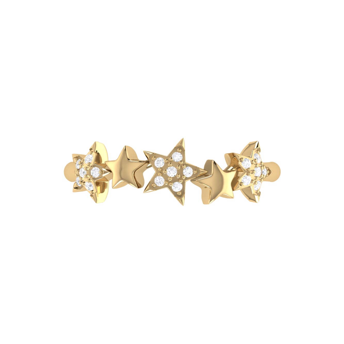 Sparkling Starry Lane Diamond Ring in 14K Yellow Gold Vermeil on