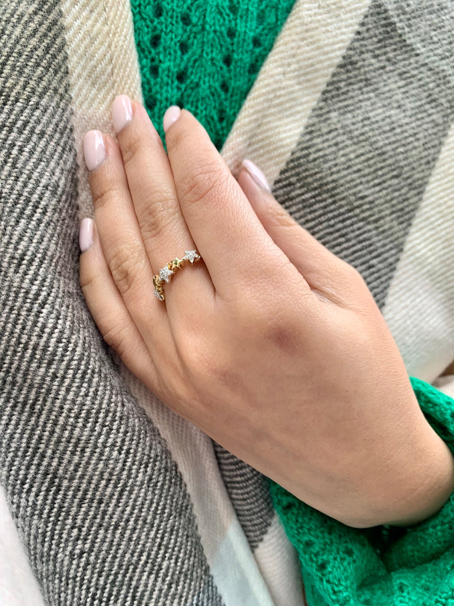 Sparkling Starry Lane Diamond Ring in 14K Yellow Gold Vermeil on