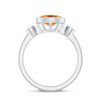 Natural 1 Carat Citrine Diamond Oval Engagement Ring in Bezel Set