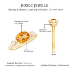 Natural 1 Carat Citrine Diamond Oval Engagement Ring in Bezel Set