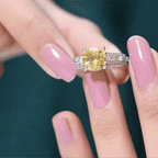 Vintage Style 8mm Citrine Cushion Cut Engagement Ring with Diamond
