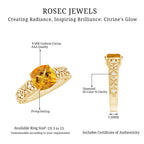 Vintage Style 8mm Citrine Cushion Cut Engagement Ring with Diamond