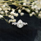 Lab Grown Diamond Teardrop Engagement Ring with Scalloped Shank
