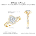 Lab Grown Diamond Teardrop Engagement Ring with Scalloped Shank