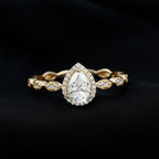 Lab Grown Diamond Teardrop Engagement Ring with Scalloped Shank