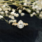 Lab Grown Diamond Teardrop Engagement Ring with Scalloped Shank