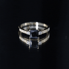 Certified 1 Carat Lab Grown Black and White Diamond Princess Cut Engagement Ring