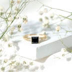 Certified 1 Carat Lab Grown Black and White Diamond Princess Cut Engagement Ring
