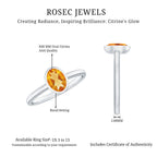 Natural 1 Carat Citrine Oval Engagement Ring in Bezel Setting
