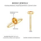 Natural 1 Carat Citrine Oval Engagement Ring in Bezel Setting