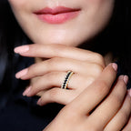 Certified Lab Grown Black and White Diamond Half Eternity Band Ring for Anniversary