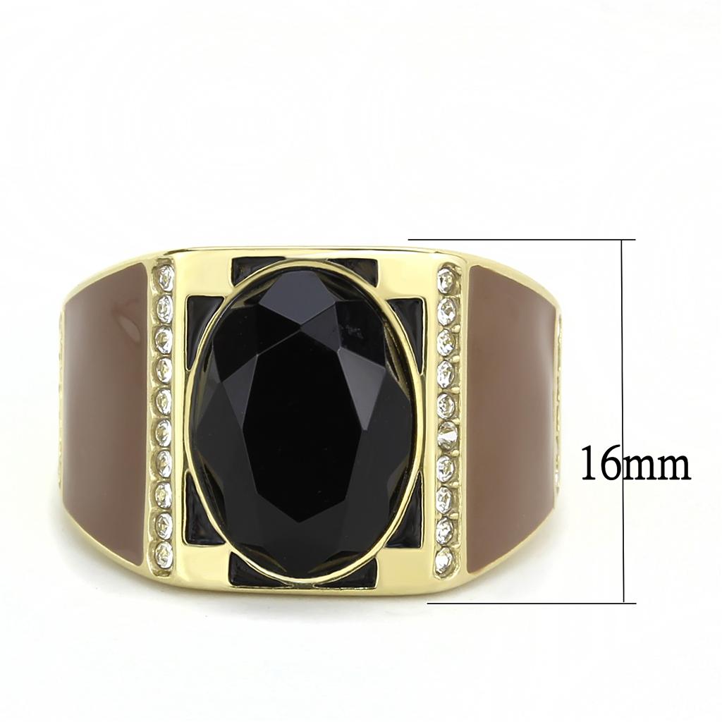 TK3465 - IP Gold(Ion Plating) Stainless Steel Ring with Synthetic Onyx