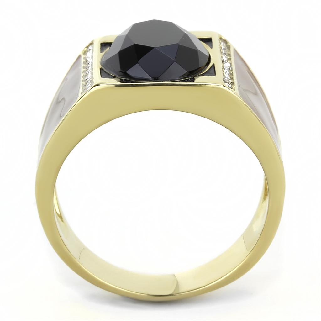 TK3465 - IP Gold(Ion Plating) Stainless Steel Ring with Synthetic Onyx