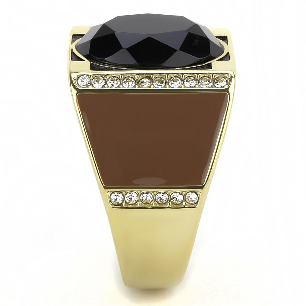 TK3465 - IP Gold(Ion Plating) Stainless Steel Ring with Synthetic Onyx