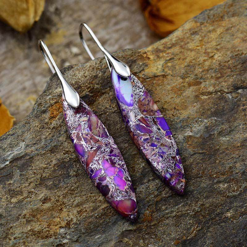 Copper Natural Stone Geometric Shape Earrings for Women