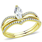 DA276 - IP Gold(Ion Plating) Stainless Steel Ring with AAA Grade CZ