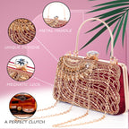 A.E Designer Embroidered Maroon Bridal Clutch for Women | Traditional