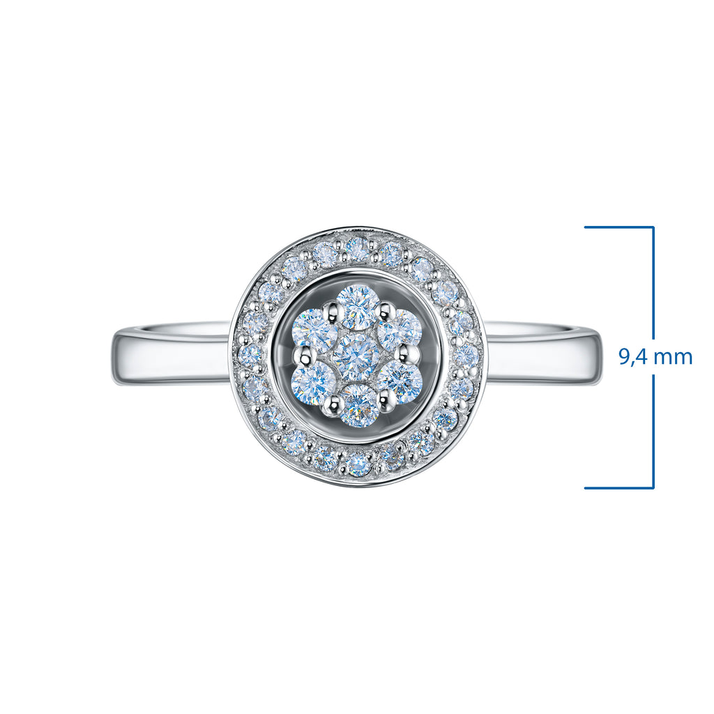 STERLING SILVER RING WITH 27 ROUND-CUT LAB-CREATED DIAMONDS