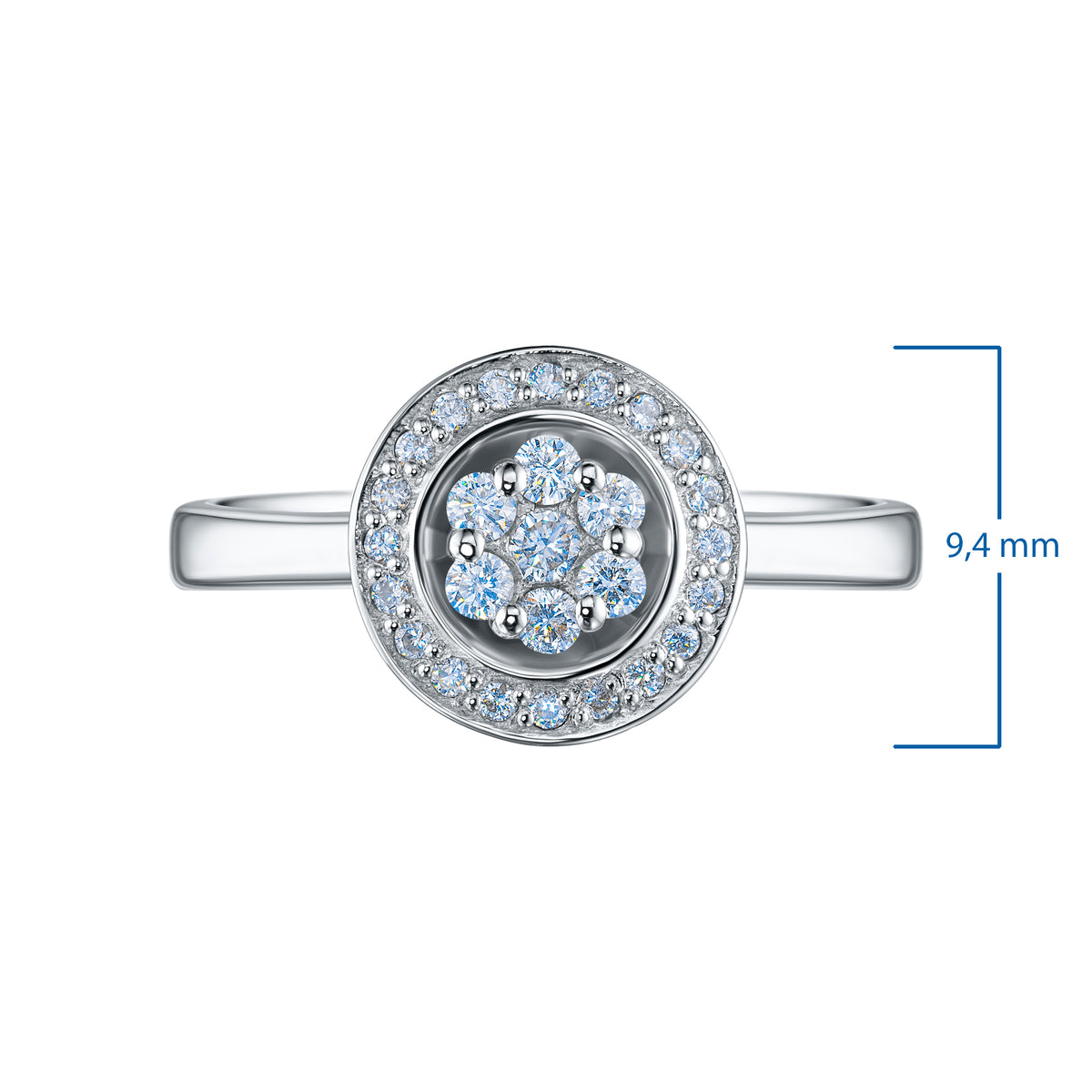 STERLING SILVER RING WITH 27 ROUND-CUT LAB-CREATED DIAMONDS