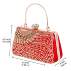 A.E Designer Embroidered Red Bridal Clutch for Women | Traditional